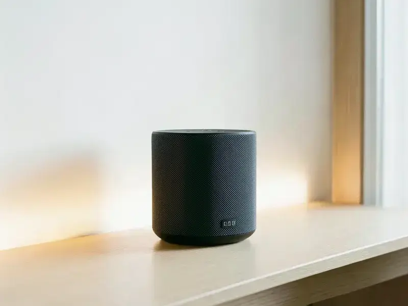 スマートスピーカーとLEDパネルのあるモダンなインテリア